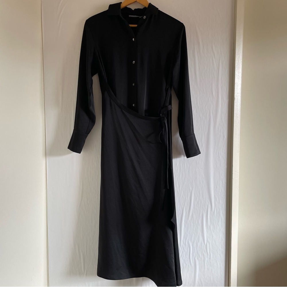 Vince Black Long Sleeve Wrap Dress Long Sleeve Size 4 - Picture 2 of 12